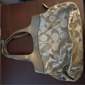 Coach purse gold with pink interior